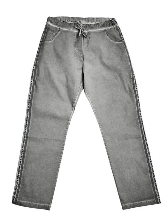 Zabaione Denim - Zabaione Grey Jogger-Style Jeans with Side Print Tape